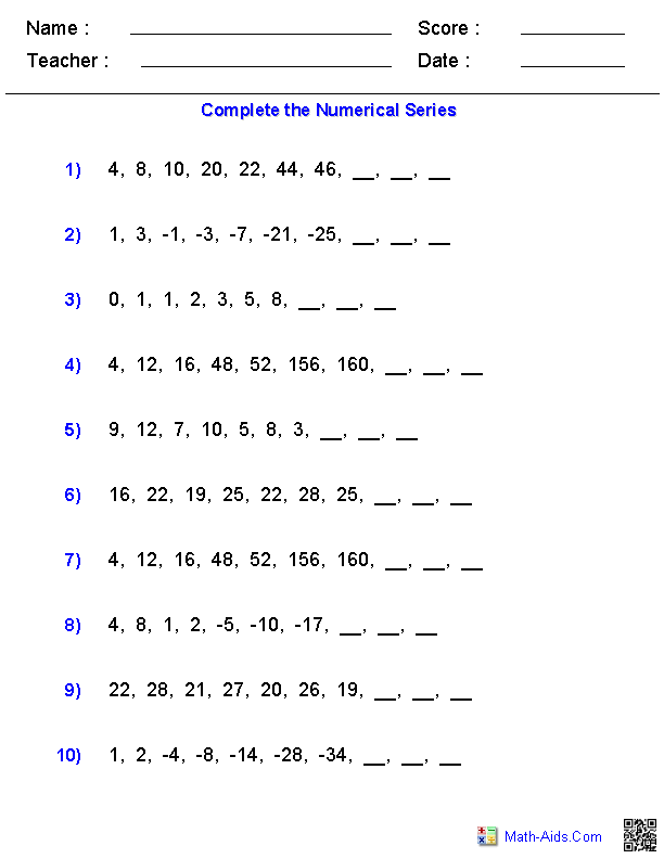  4th grade math sequencing worksheets
