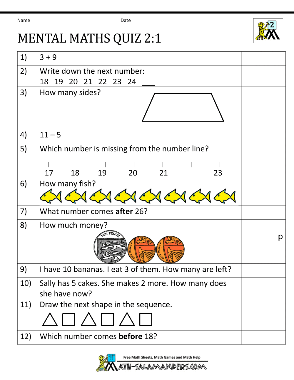 Welcome to our math salamanders uk hub page. printable mental maths year 2 worksheets