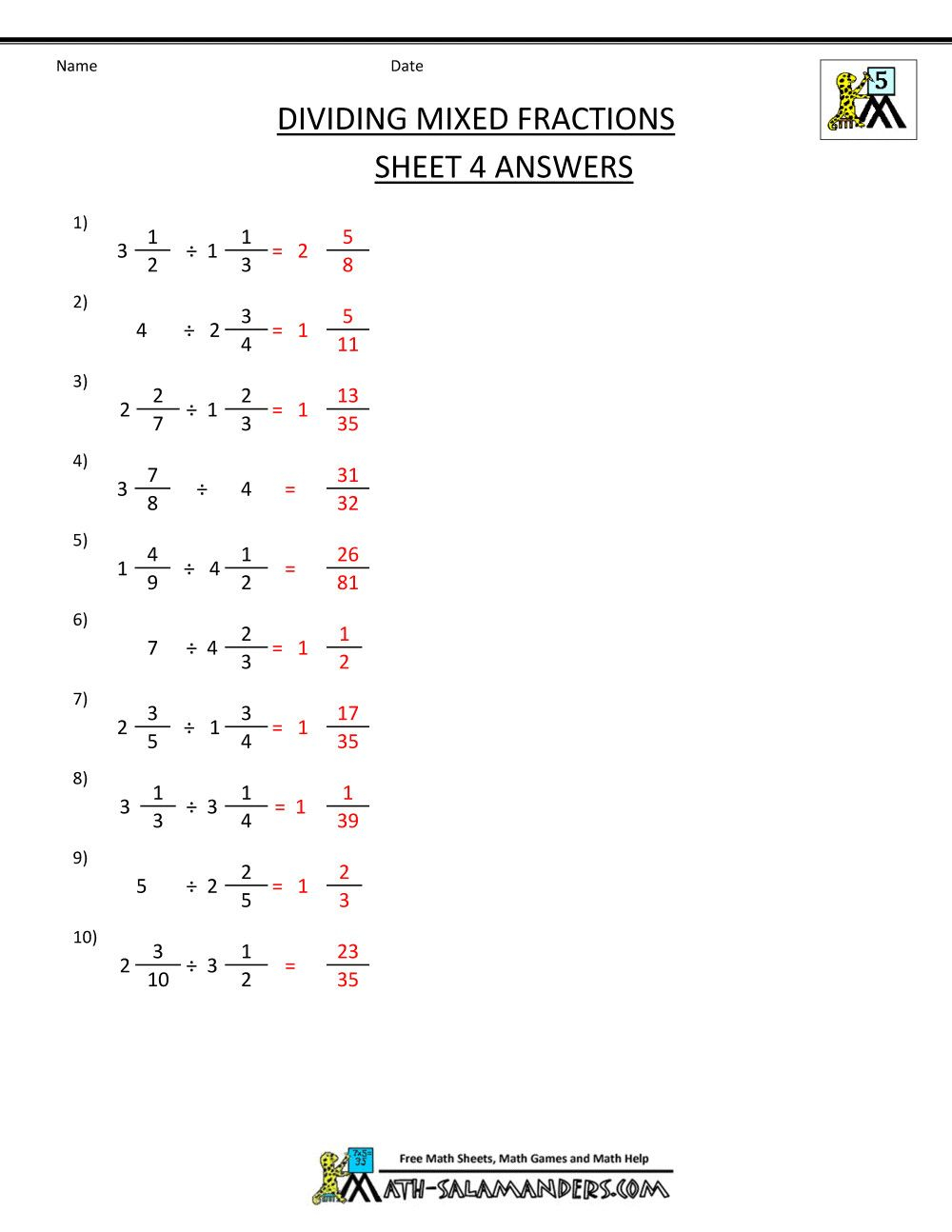 Add Subtract Multiply Divide Fractions Worksheet Positive And Negative