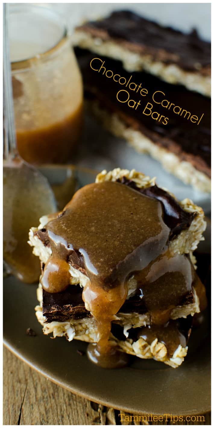 These chocolate oat bars are absolutely delicious! Chocolate Caramel Oat Bars Recipe - Tammilee Tips