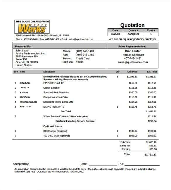 Free Quote Templates – Word, Excel, PDF, Google Docs.