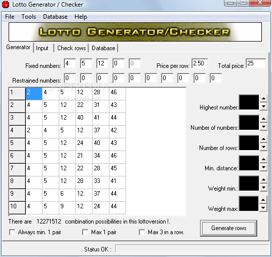 Download Lotto Generator / Checker 2.0