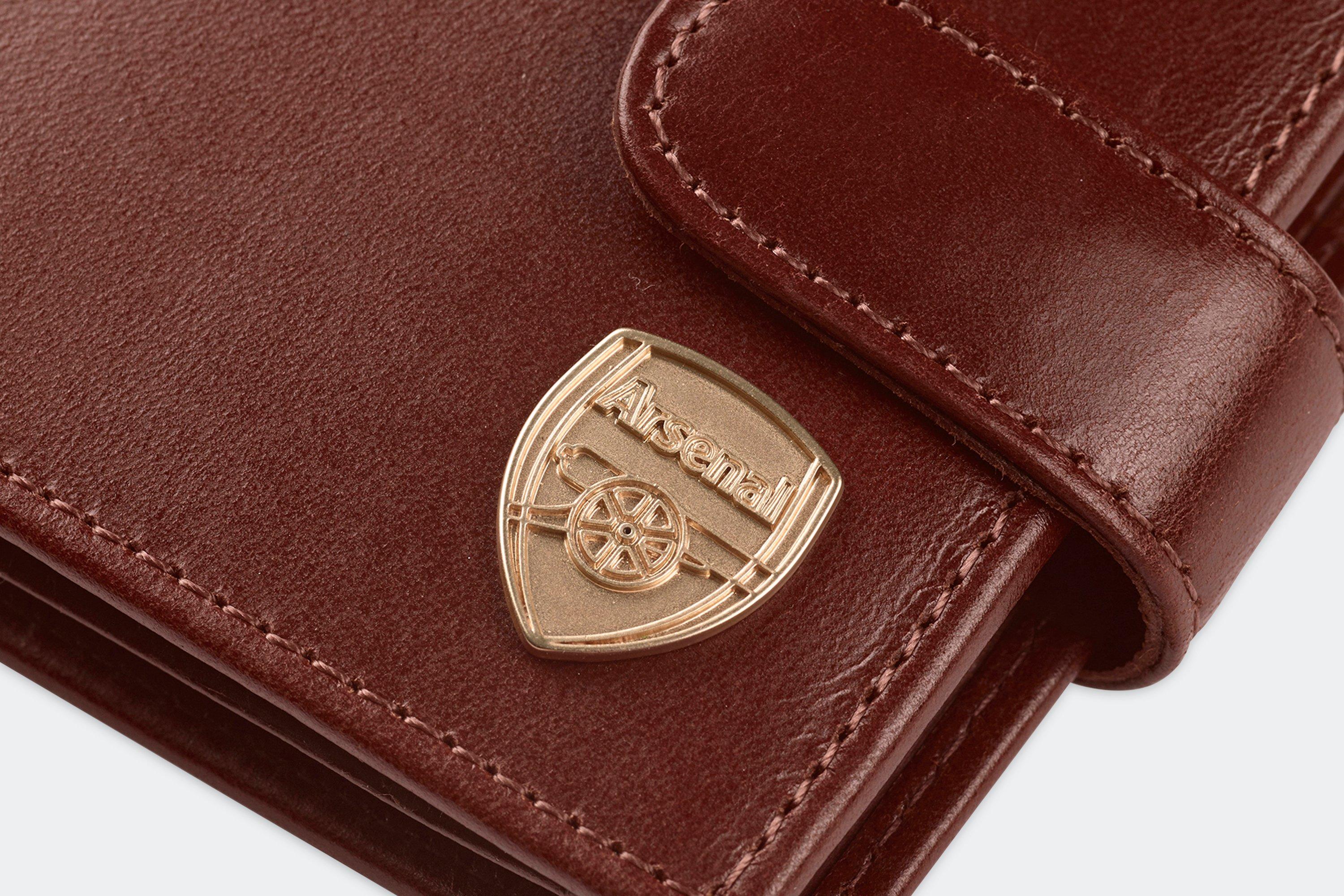 Arsenal Dark Brown Leather Wallet Official Online Store
