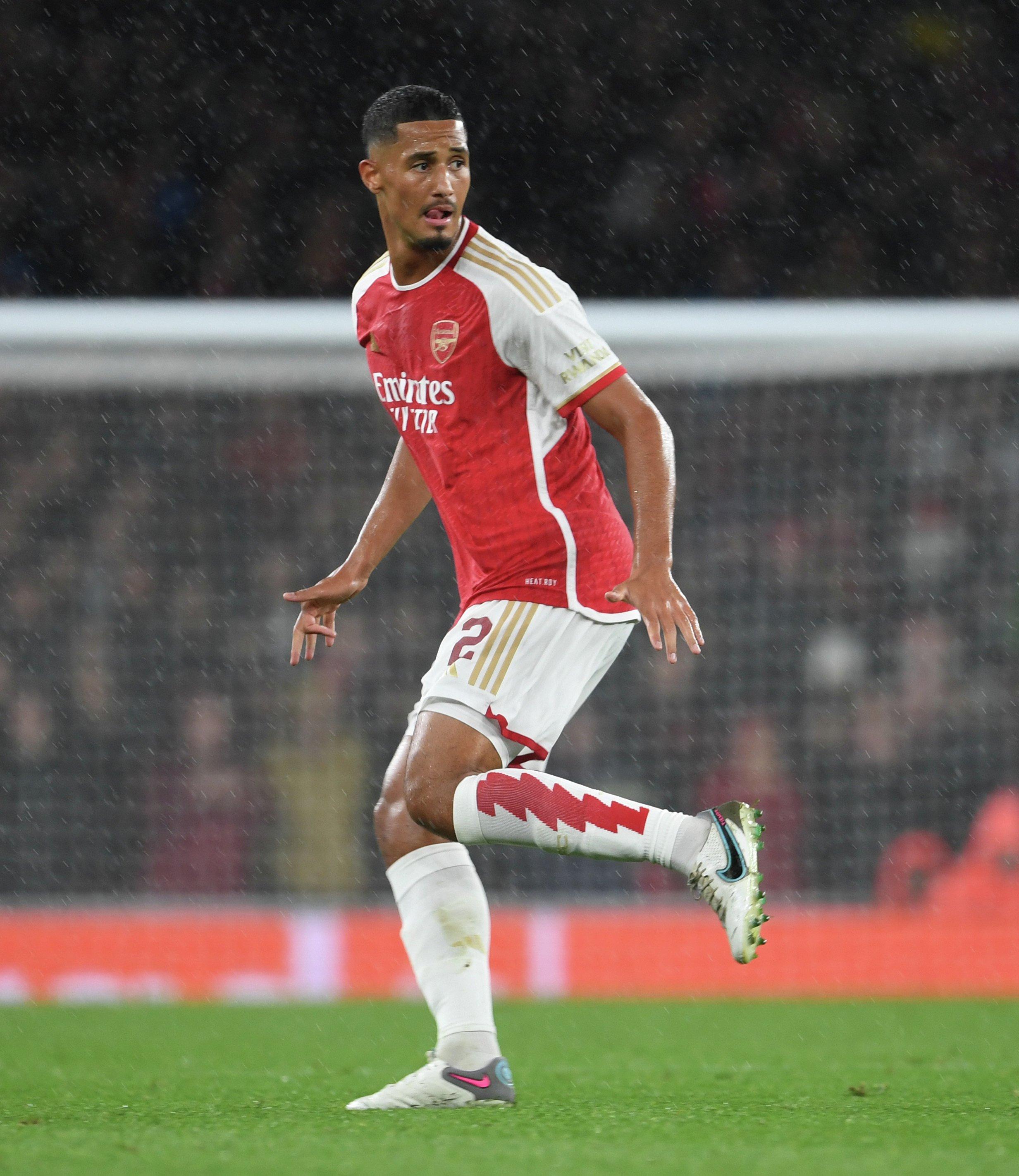 Arsenal Match Worn Shirt V PSV SALIBA Official Online Store