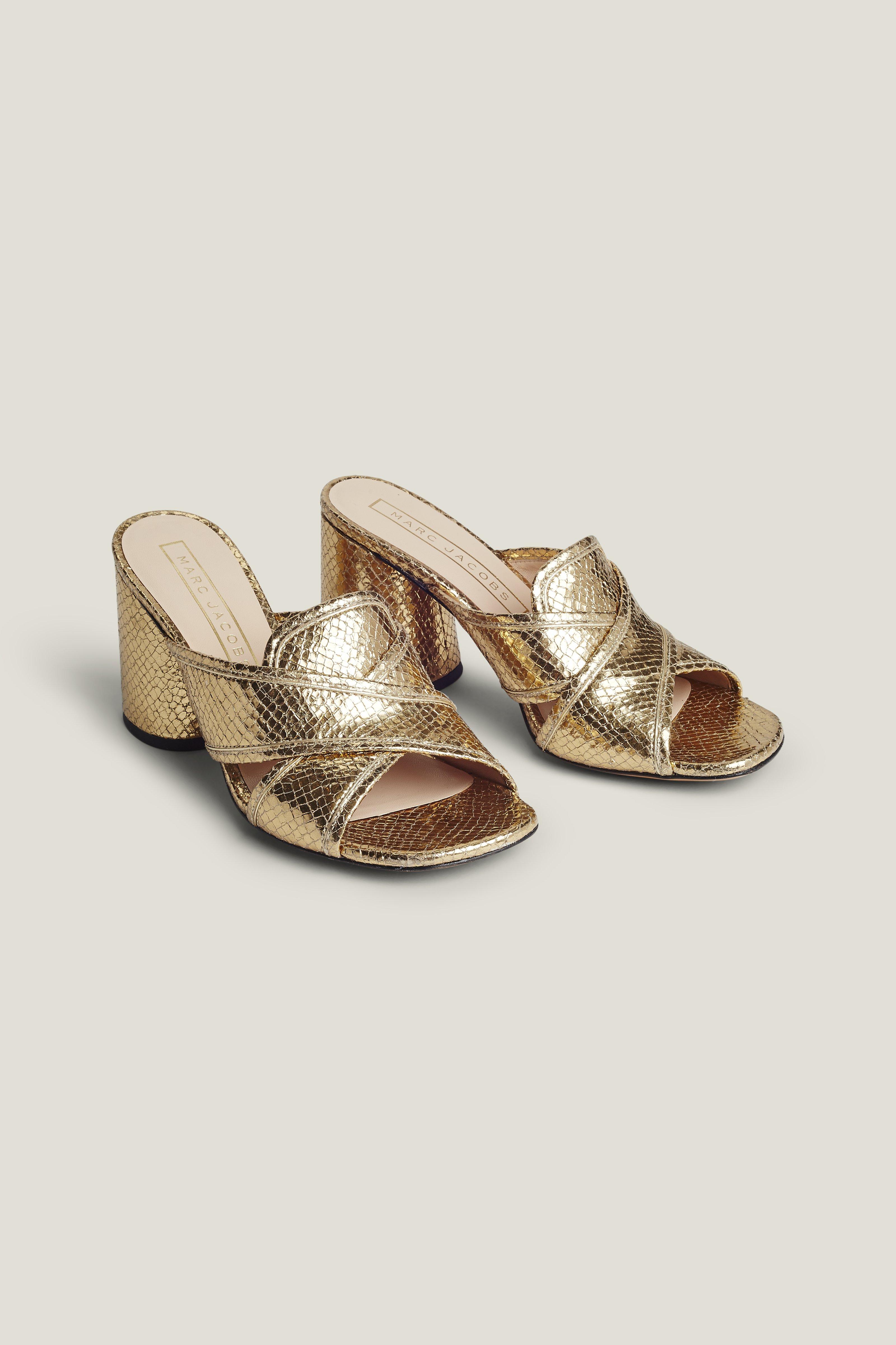 Marc Jacobs Metallic Snake Embossed Aurora Slide Sandals In Gold ModeSens