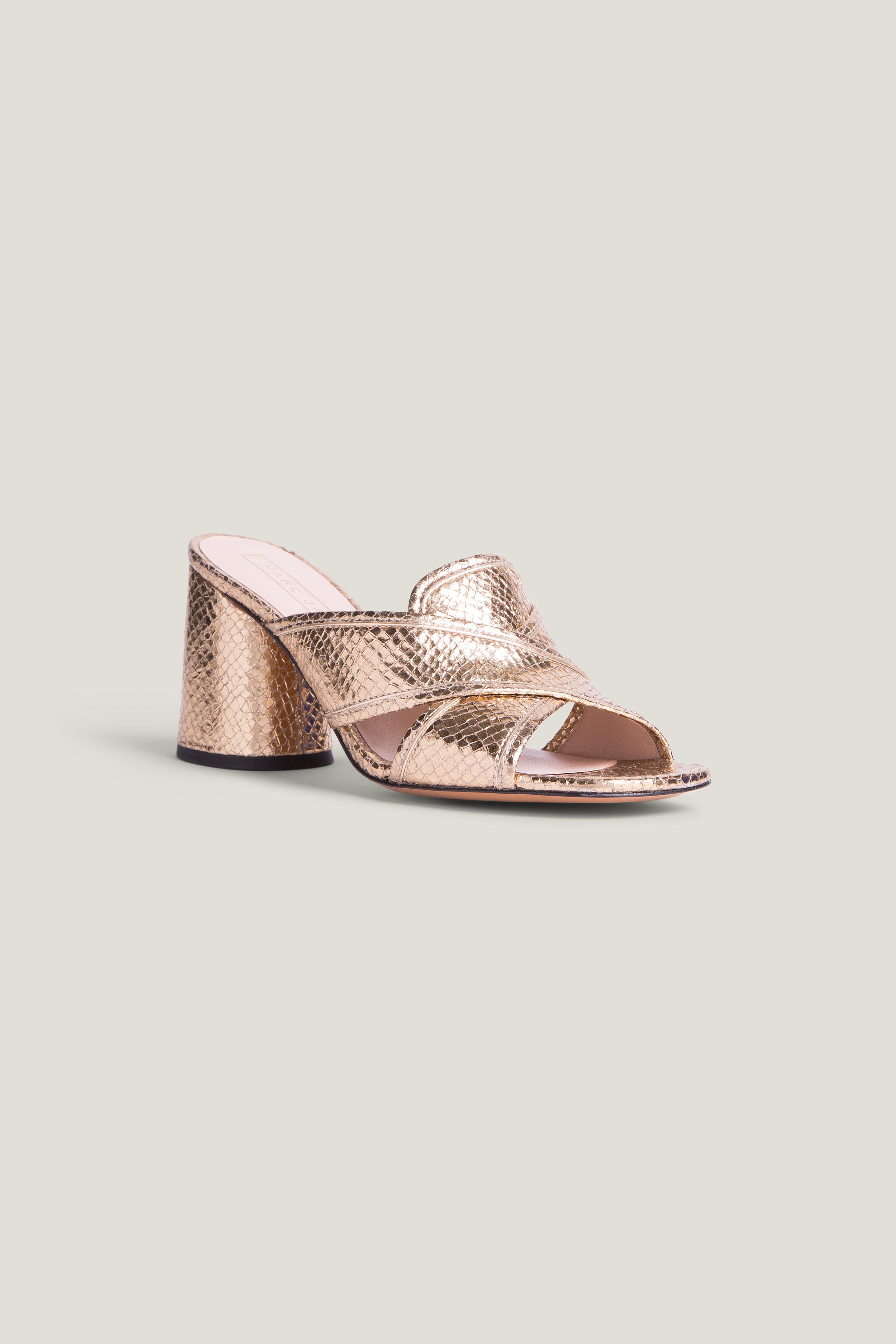 Marc Jacobs Metallic Snake Embossed Aurora Slide Sandals In Gold ModeSens