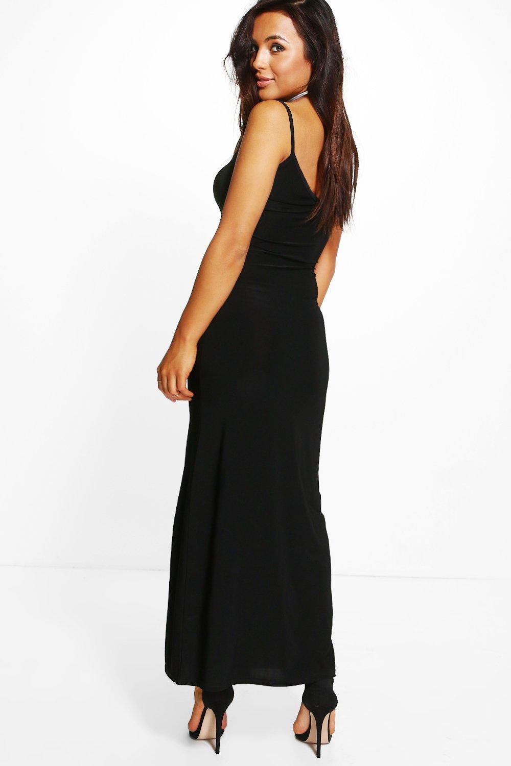 Boohoo Womens Petite Rosie Lace Detail Maxi Slip Dress eBay