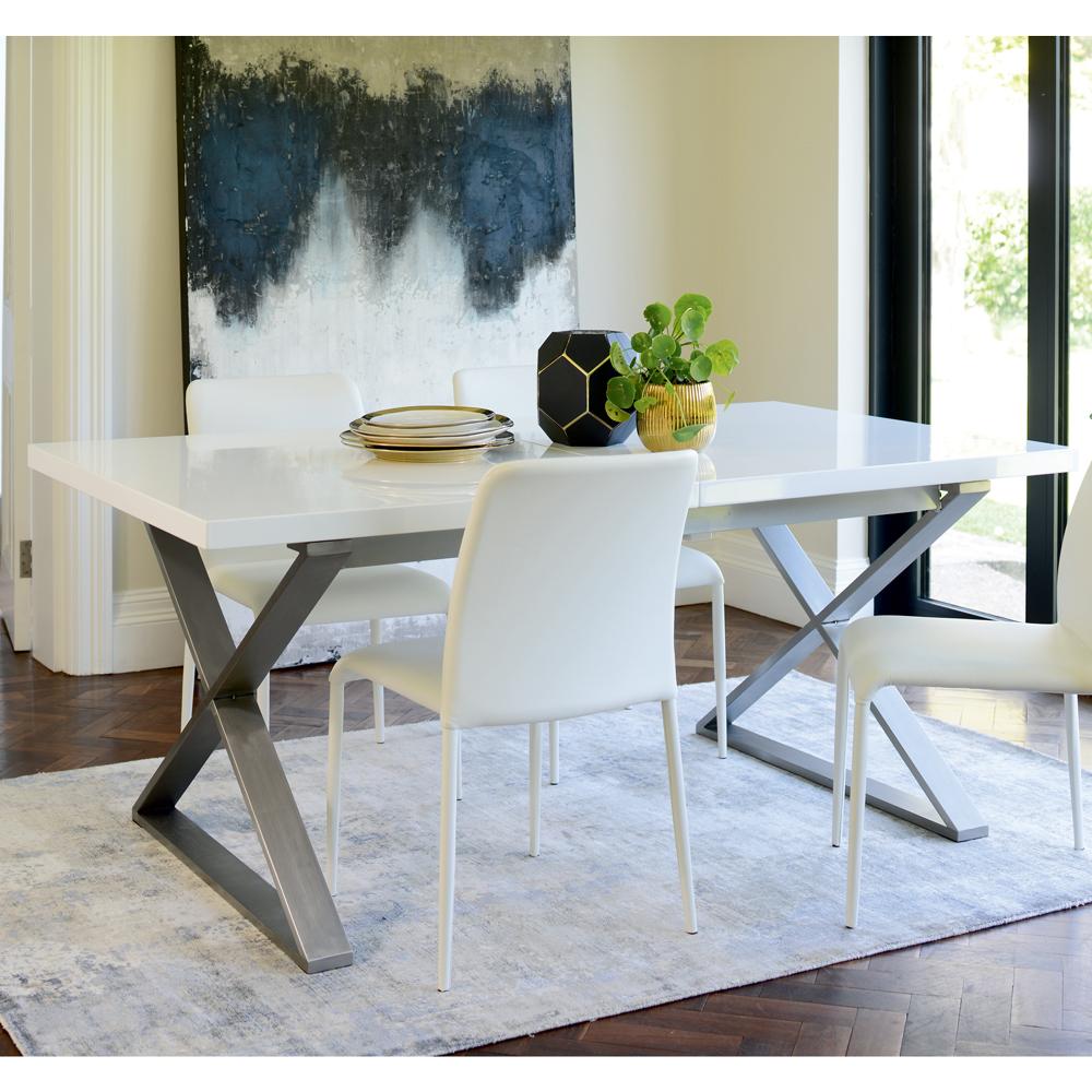 Crossed Leg Gloss Extending 610 Seater Dining Table