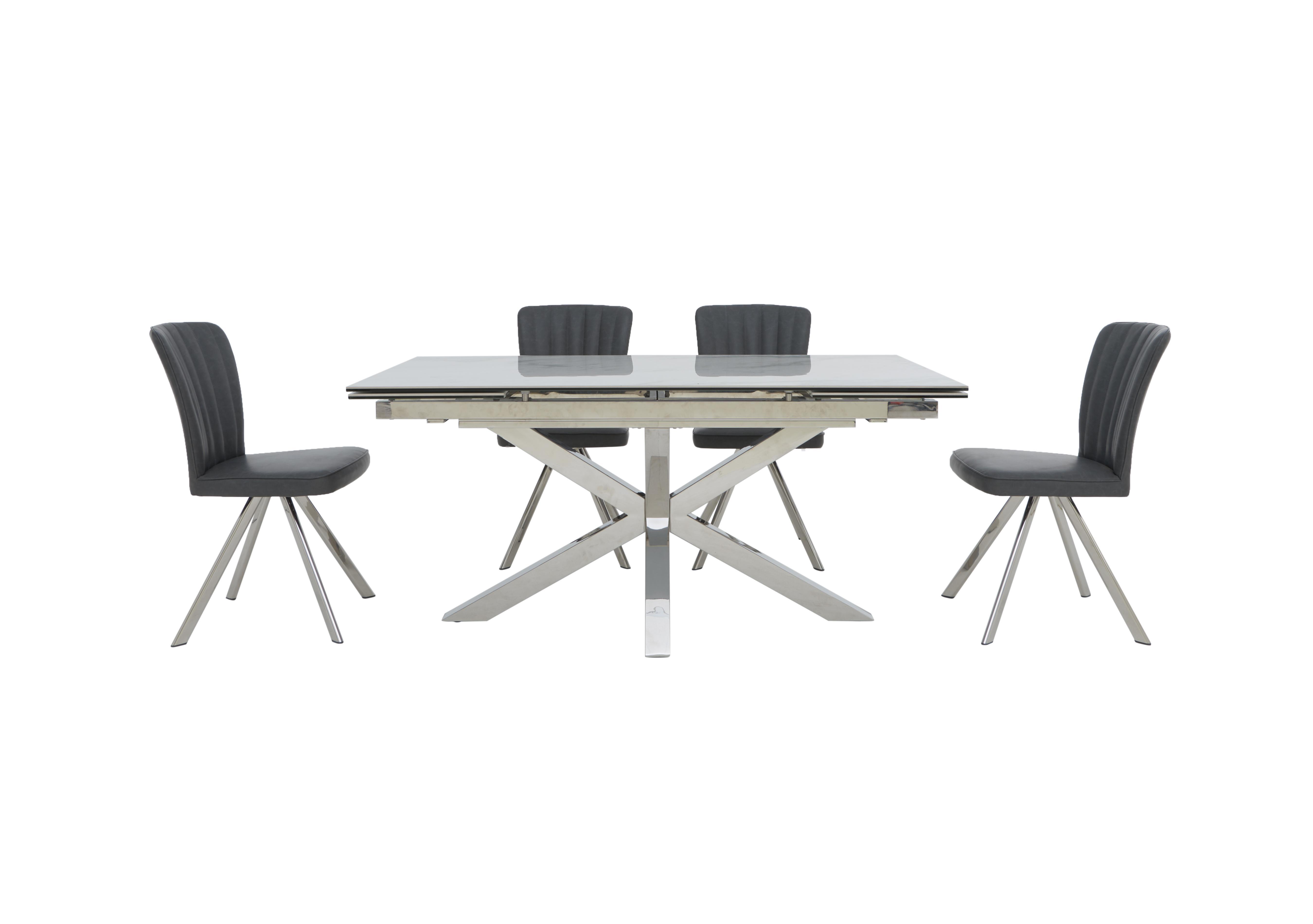 Vegas Extending Dining Table with 4 Faux Leather Swivel Dining Chairs