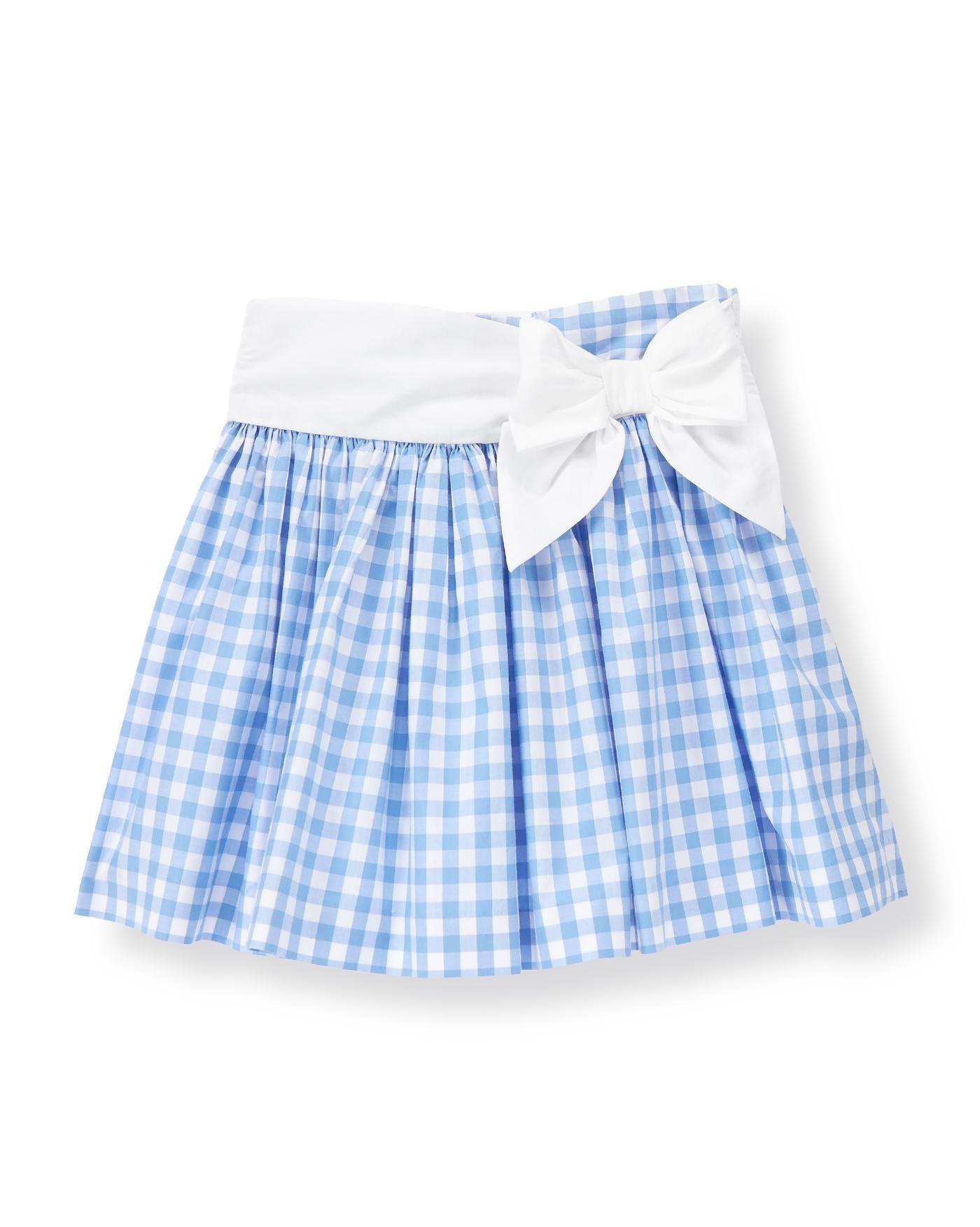 French Blue Gingham Bow Gingham Skirt at JanieandJack