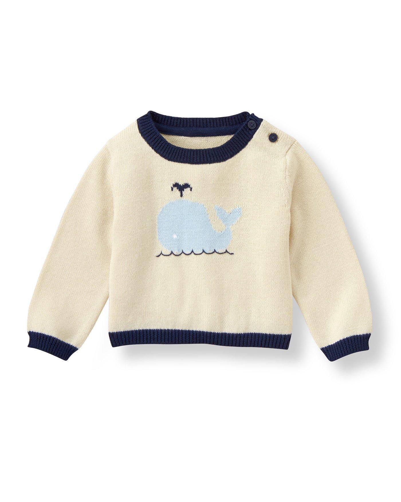 Baby Boy Ivory Whale Sweater at JanieandJack