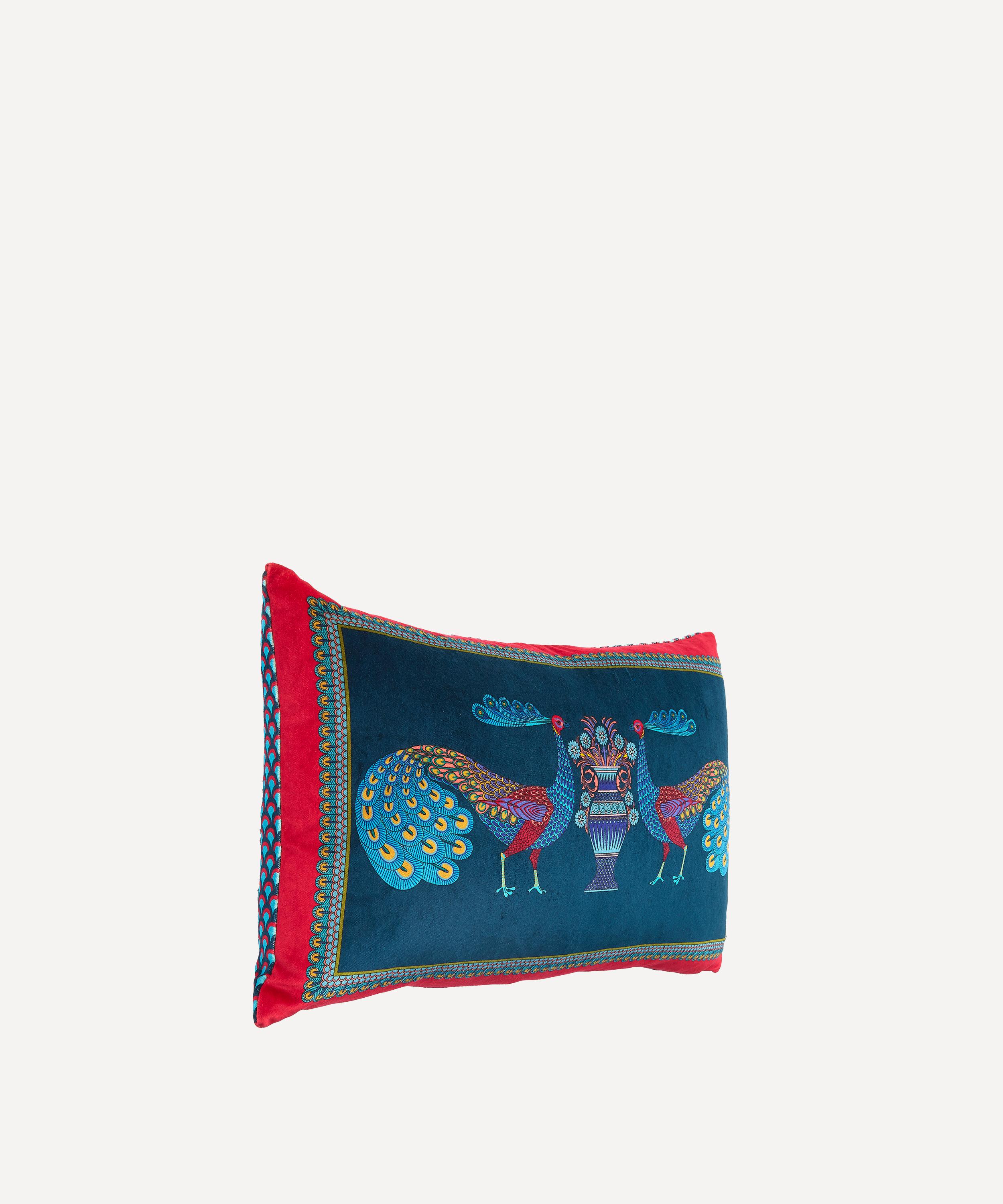 Peacock Garden Velvet Bolster Cushion Liberty London
