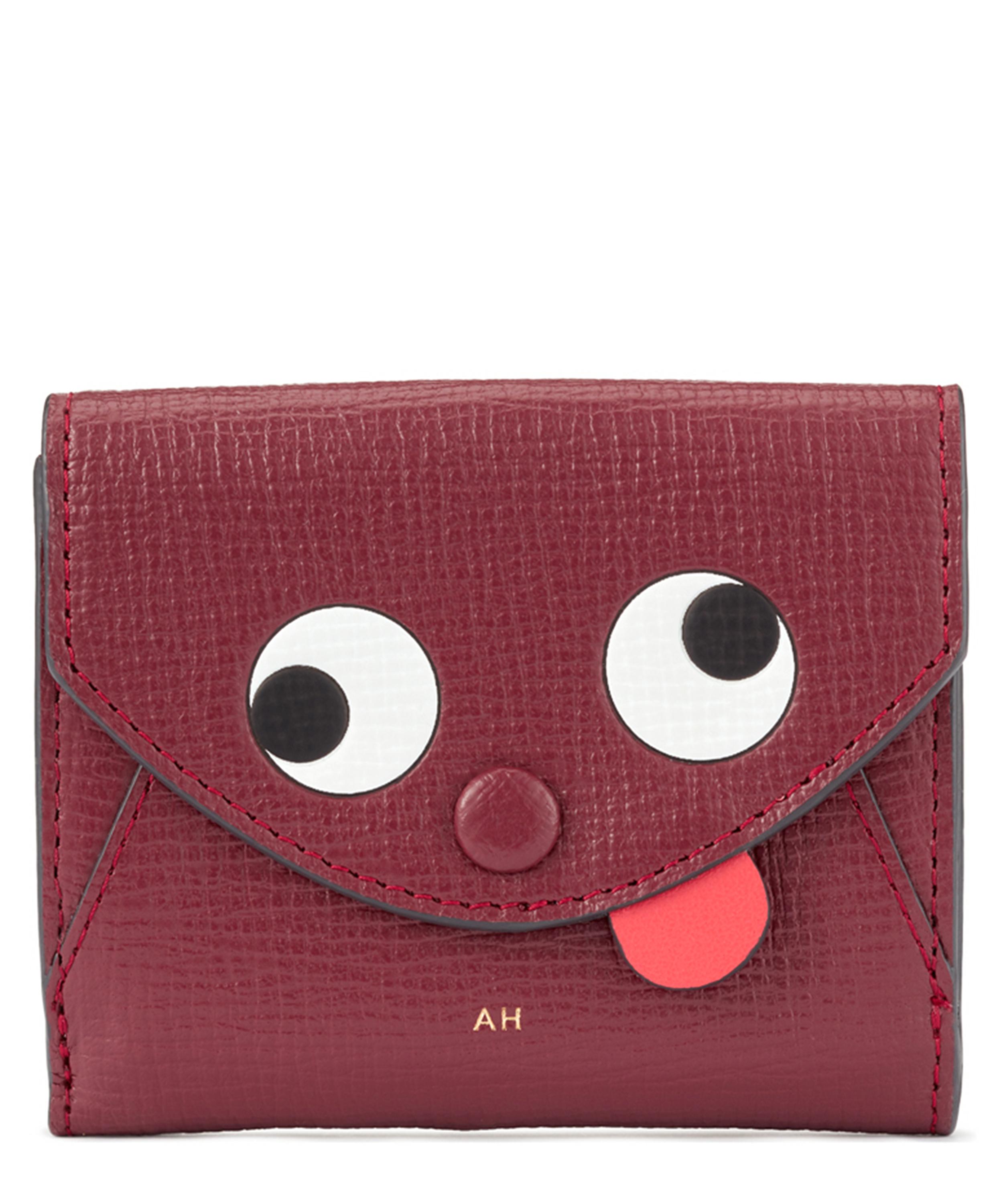 Anya Hindmarch Zany Eyes Mini Grainedleather Wallet In Burgundy Multi