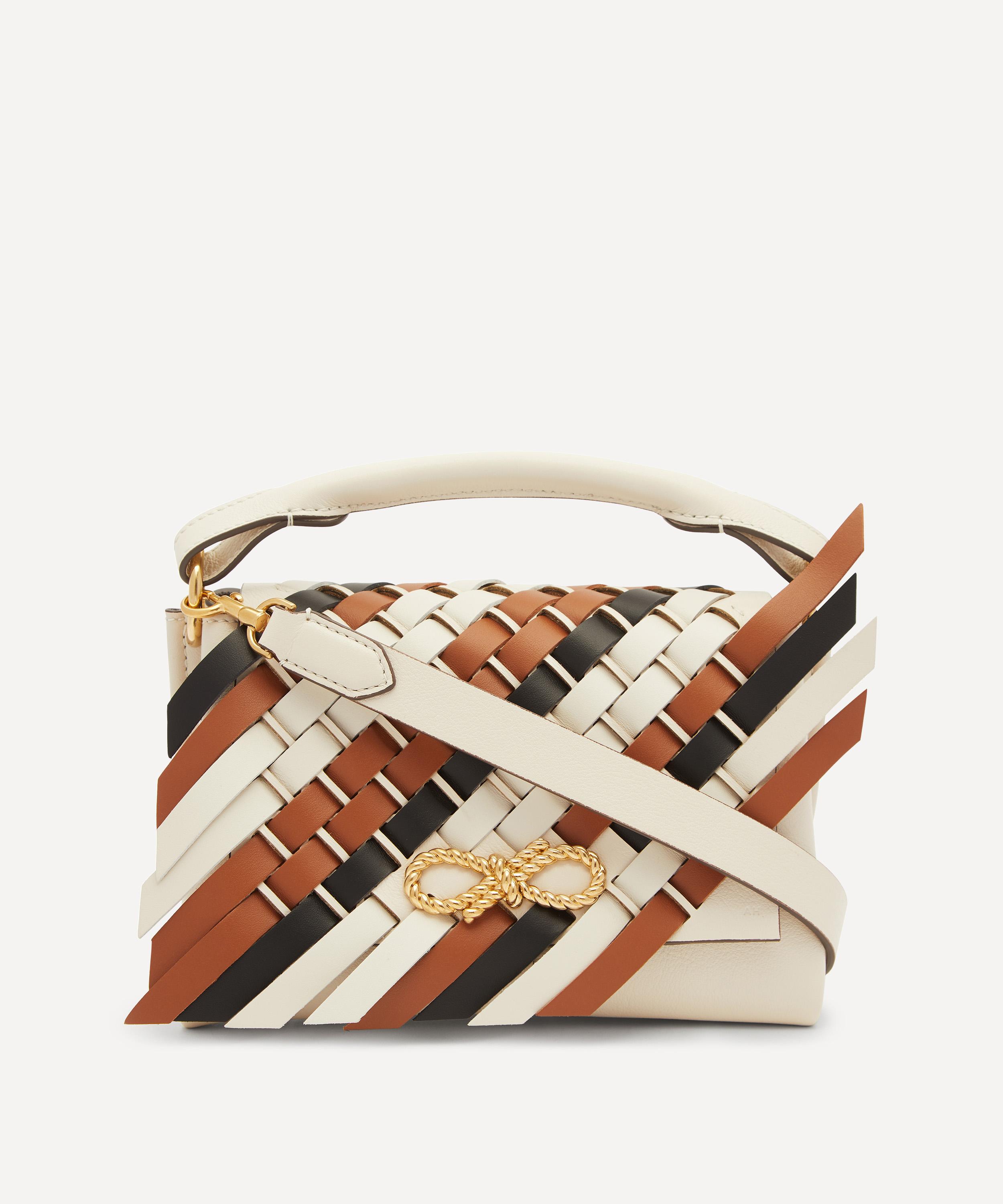 Anya Hindmarch Rope Bow Mini Leather Crossbody Bag In Chalk Cedar