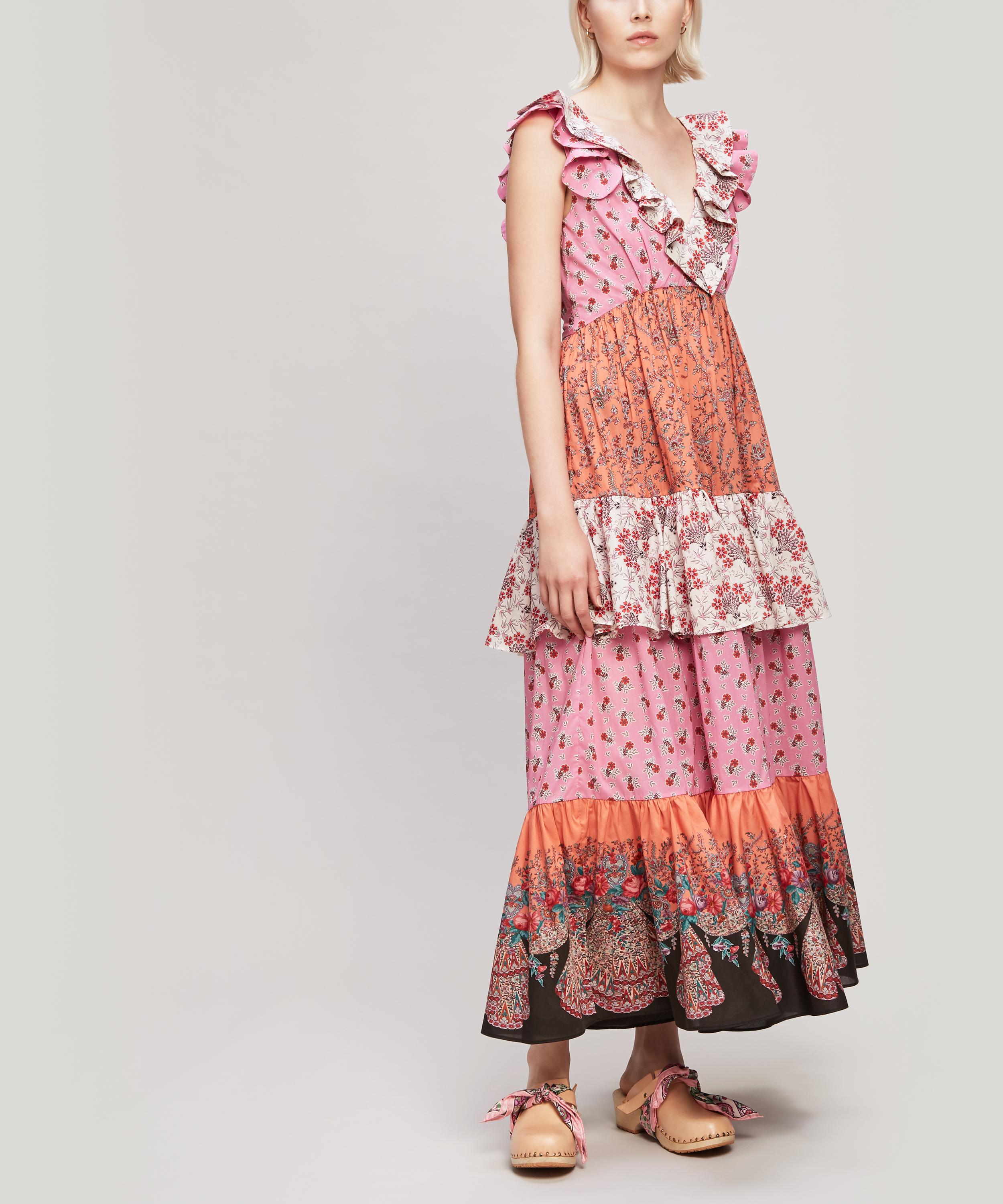 Liberty London Mixed Print Tana Lawn' Cotton Ruffle Dress In Pink
