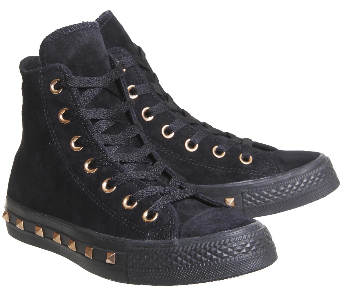 Converse All Star Hi Leather Stud Black Particle Beige Blush Sneaker