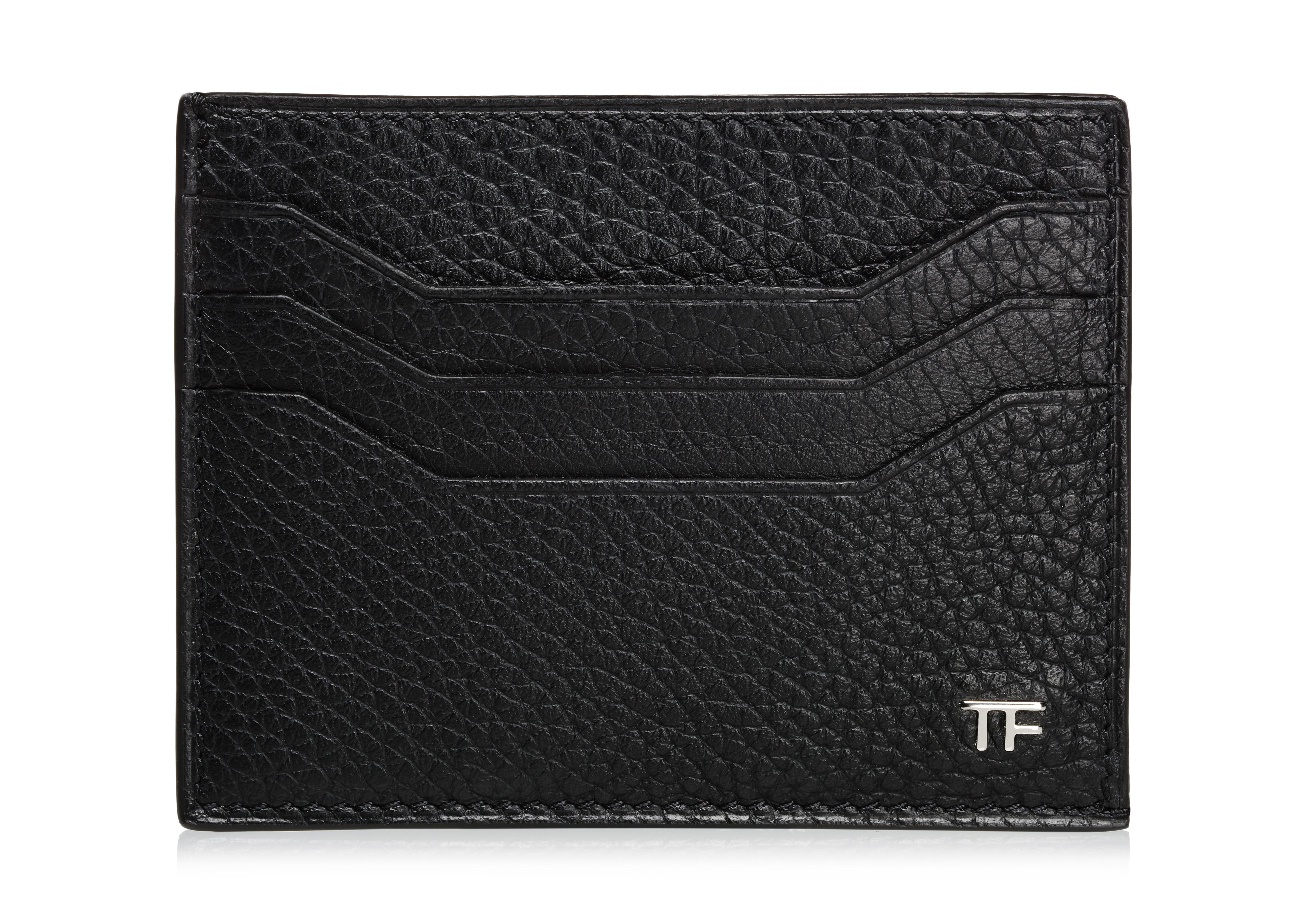 TOM FORD CREDIT CARD HOLDER WITH OPEN MIDDLE POCKET, BLACK ModeSens
