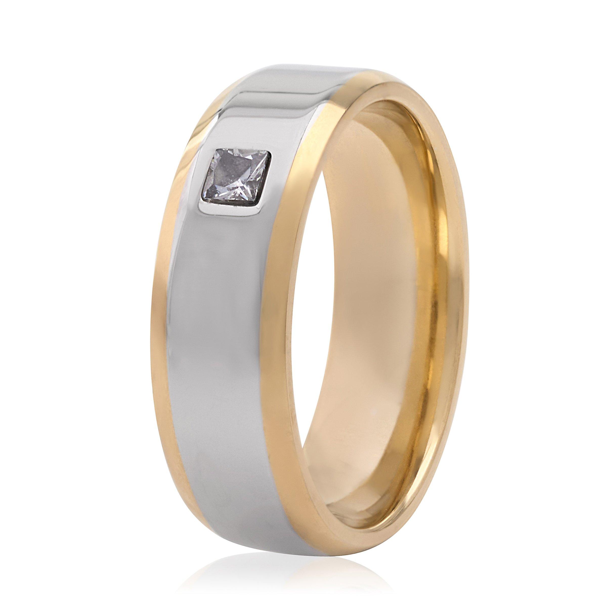 Buy Stainless Steel Broad Square CZ Ring Online Truworths