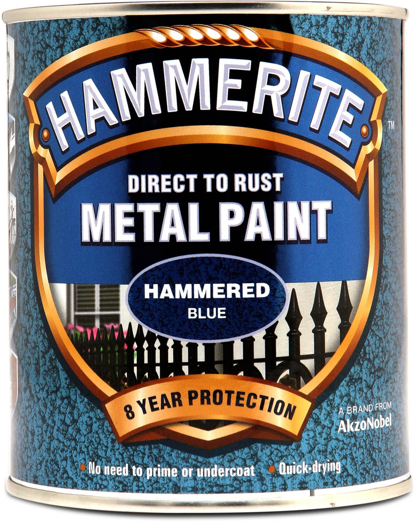 Halfords Ireland Hammerite Direct to Rust Metal Paint Hammered Blue 750ml