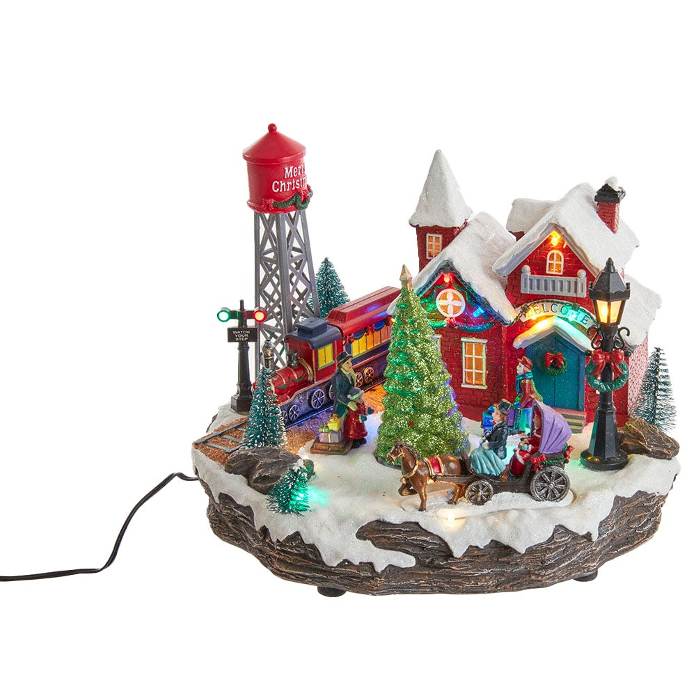 9.25" LightUp Christmas Village Scene