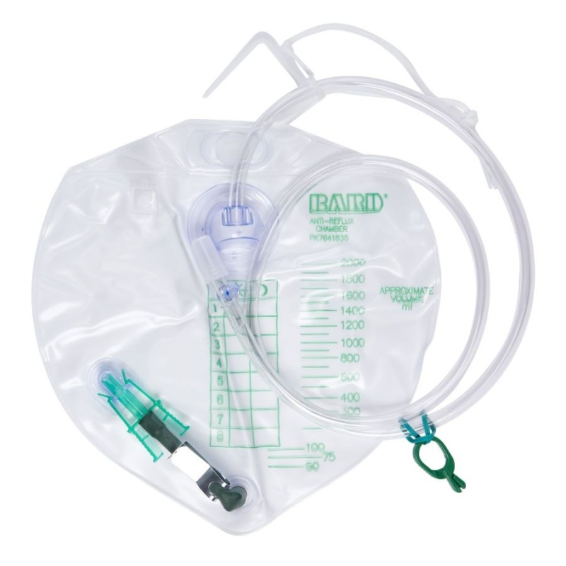 Bard 154002 Urine Drainage Bag With AntiReflux Chamber And EzLok