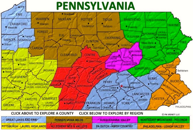 Pennsylvania County Map (PA)