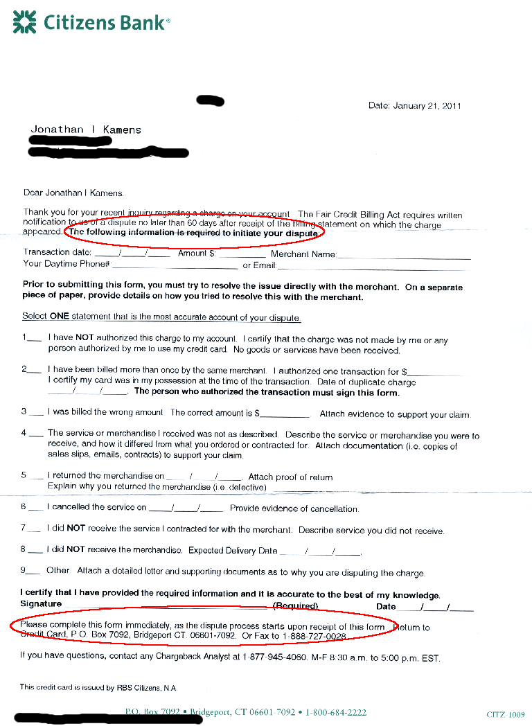 Citizens Bank credit card dispute idiocy – Something ...
