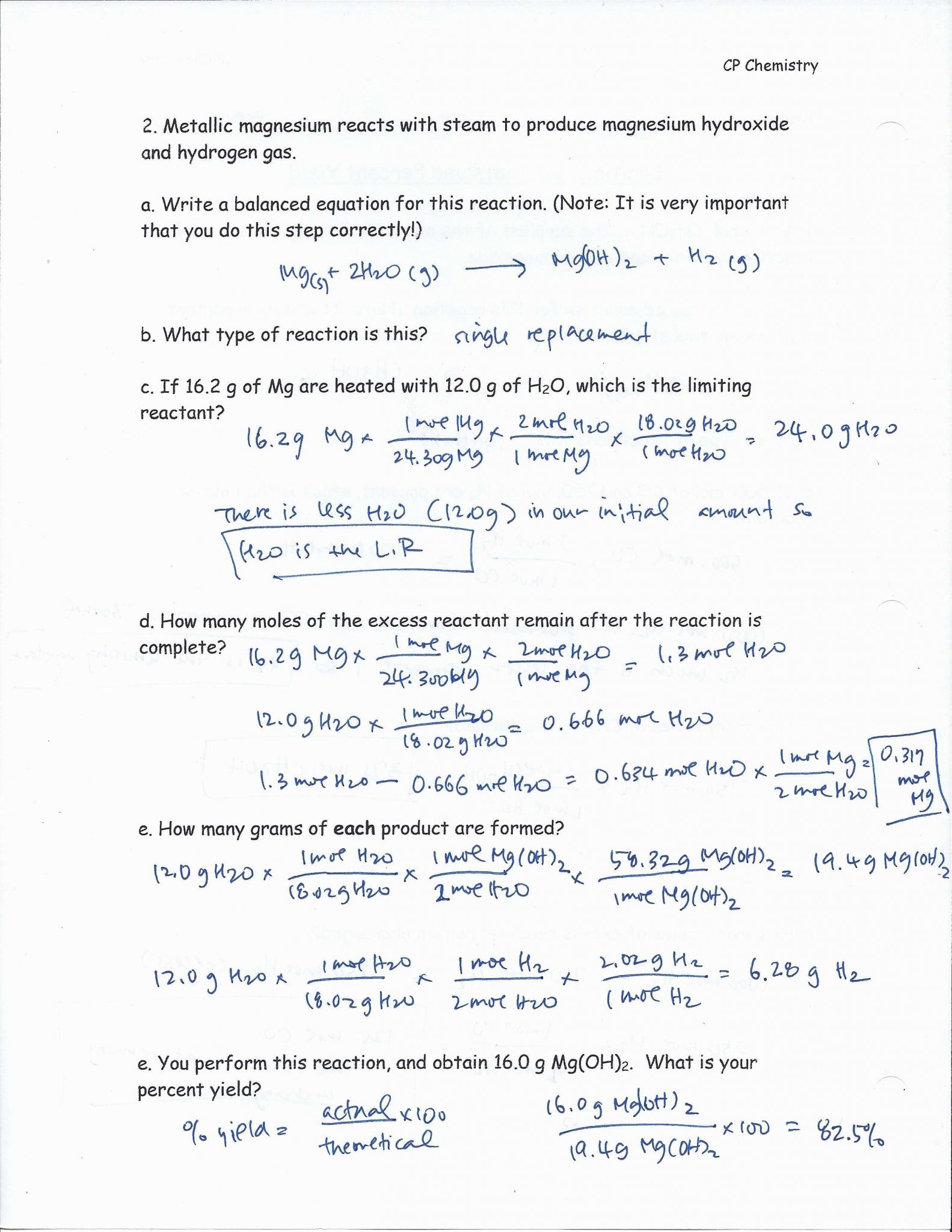 Chapter 7 Chemical Reactions Review Answer Key.docx Name:...