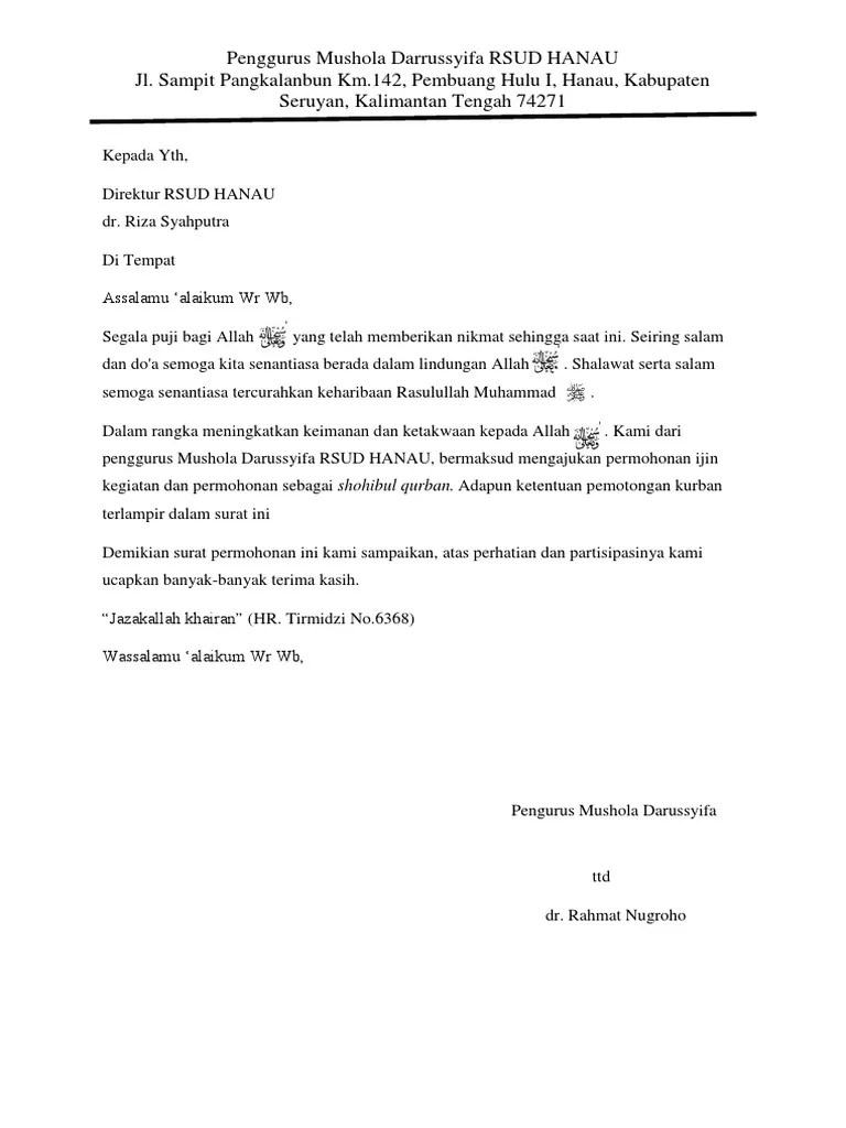 Contoh formulir surat permohonan rekomendasi persetujuan. Surat Permohonan Hewan Qurban Contoh Surat Edaran Sumbangan Kurban Contoh Surat Pada Saat Ini Kami Staff Pengurus Nurul Jannah Setempat Beserta Seluruh Warga Masyarakat Raphaeltimidu