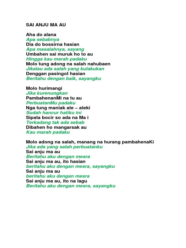 Lirik Lagu Molo Adong Na Salah / Doc Lagu Yandra Odoy Academia Edu - Rade  do rohakki ito lao mangurupi. - idpelajaranand