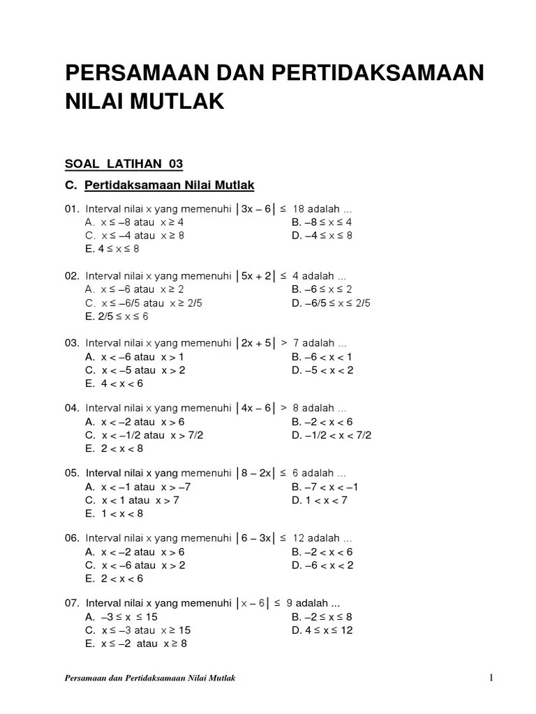 Nilai X Yang Memenuhi Pertidaksamaan : Persamaan Dan Pertidaksamaan Ppt  Download : Maka nilai x yang memenuhi. - File Ini