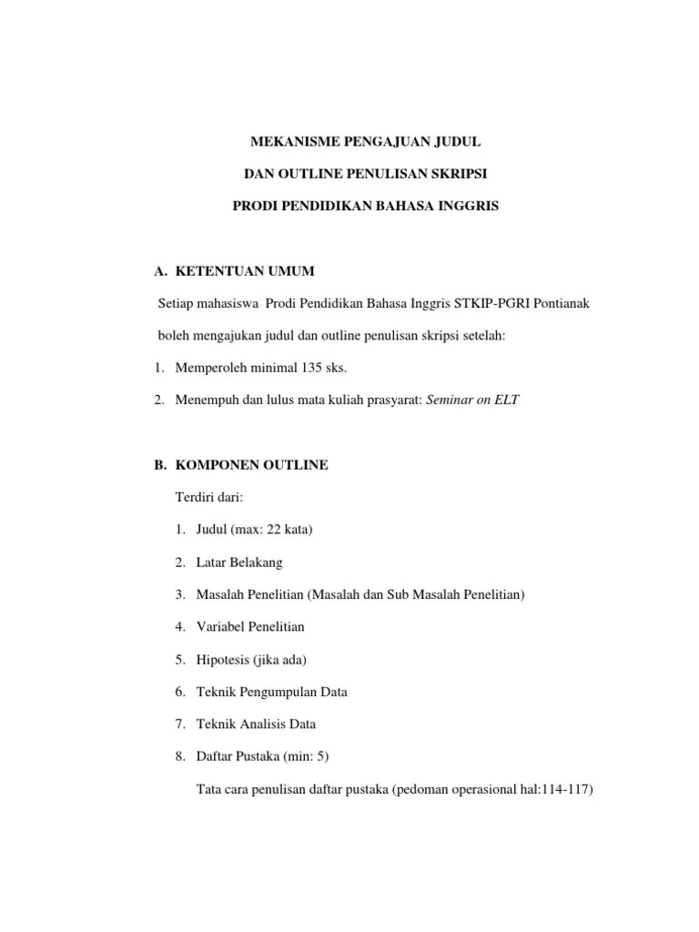 Contoh Outline Proposal Skripsi Bahasa Inggris – SKRIPSI