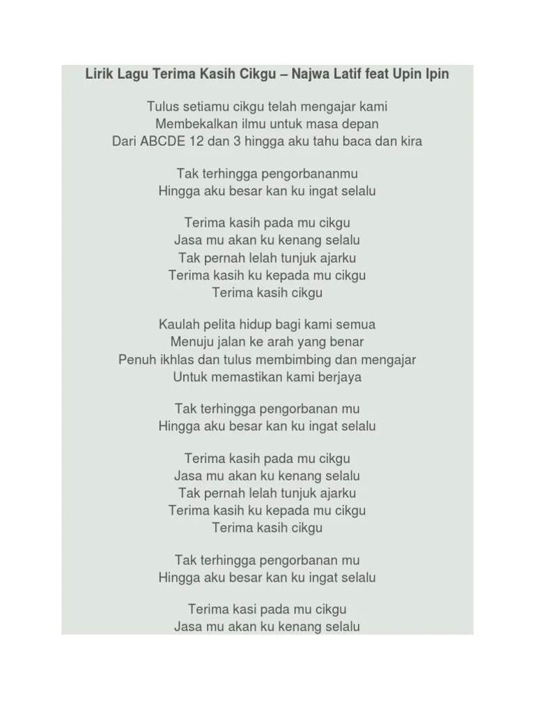 Lirik Lagu Upin Ipin Inilah Dia - Revisi Id