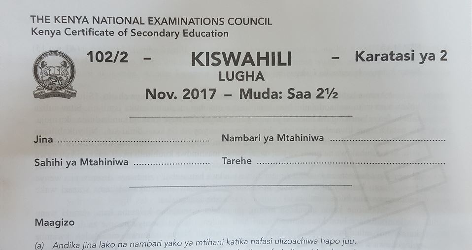KNEC KCSE past Papers 2017 with Answers (Download pdf.