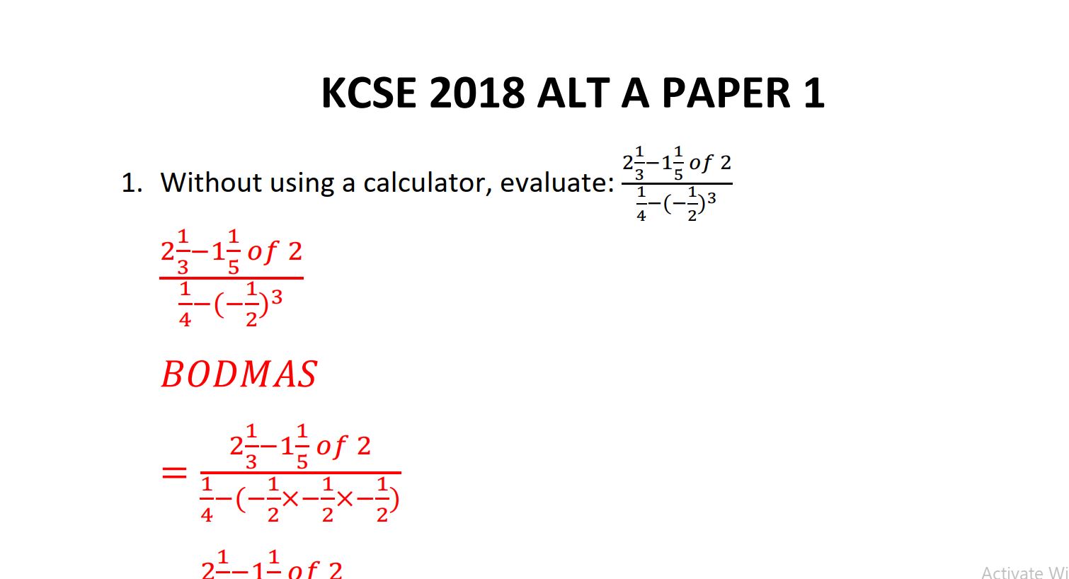Mathematics Paper 1 Question Paper KCSE CLUSTER.