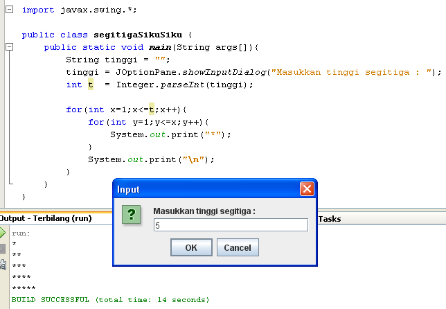 Program Segitiga Siku - Siku dengan Java , C++ - ayo belajar sama - sama …