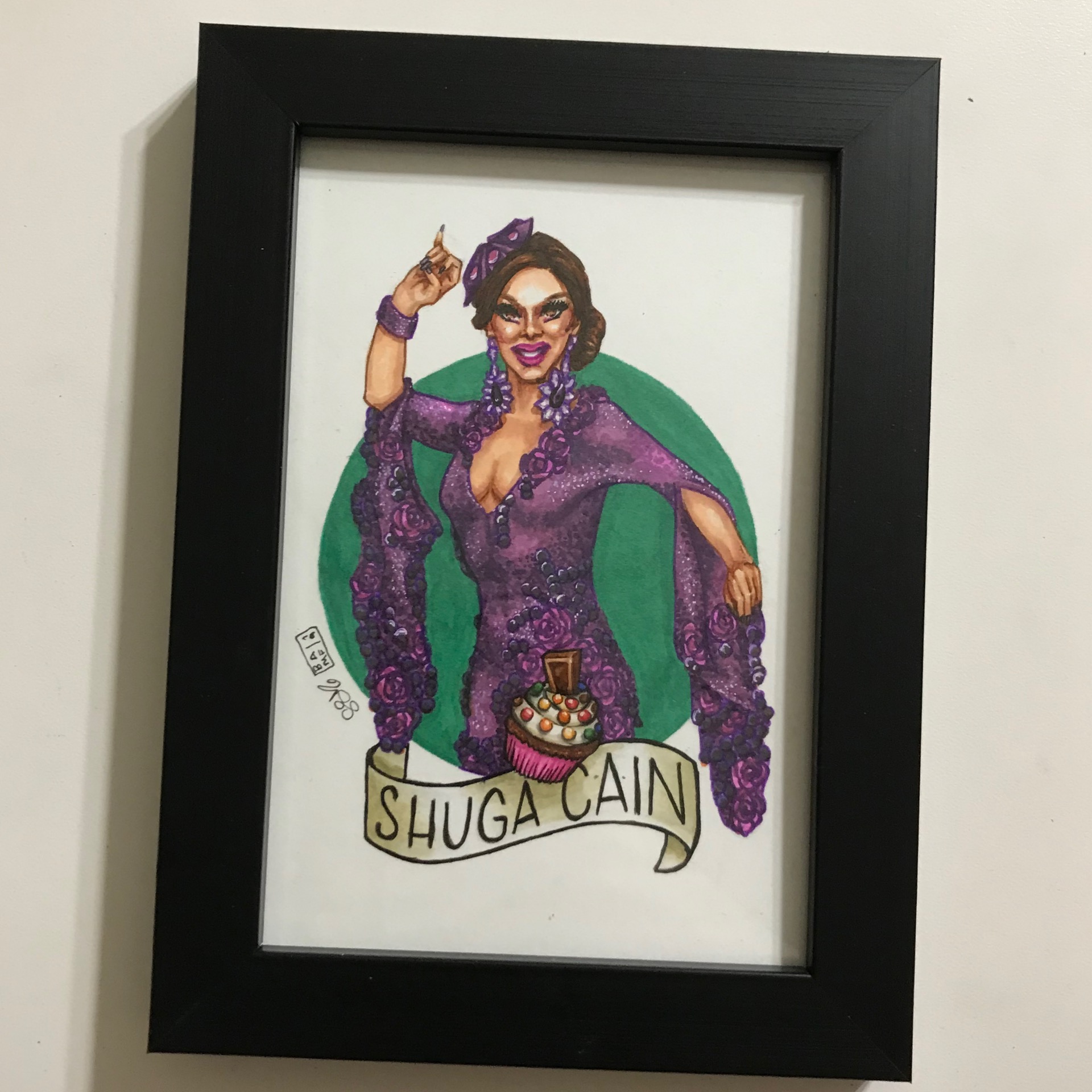 Miss Shuga Cain S11 Memento Framed Original Art Illustration