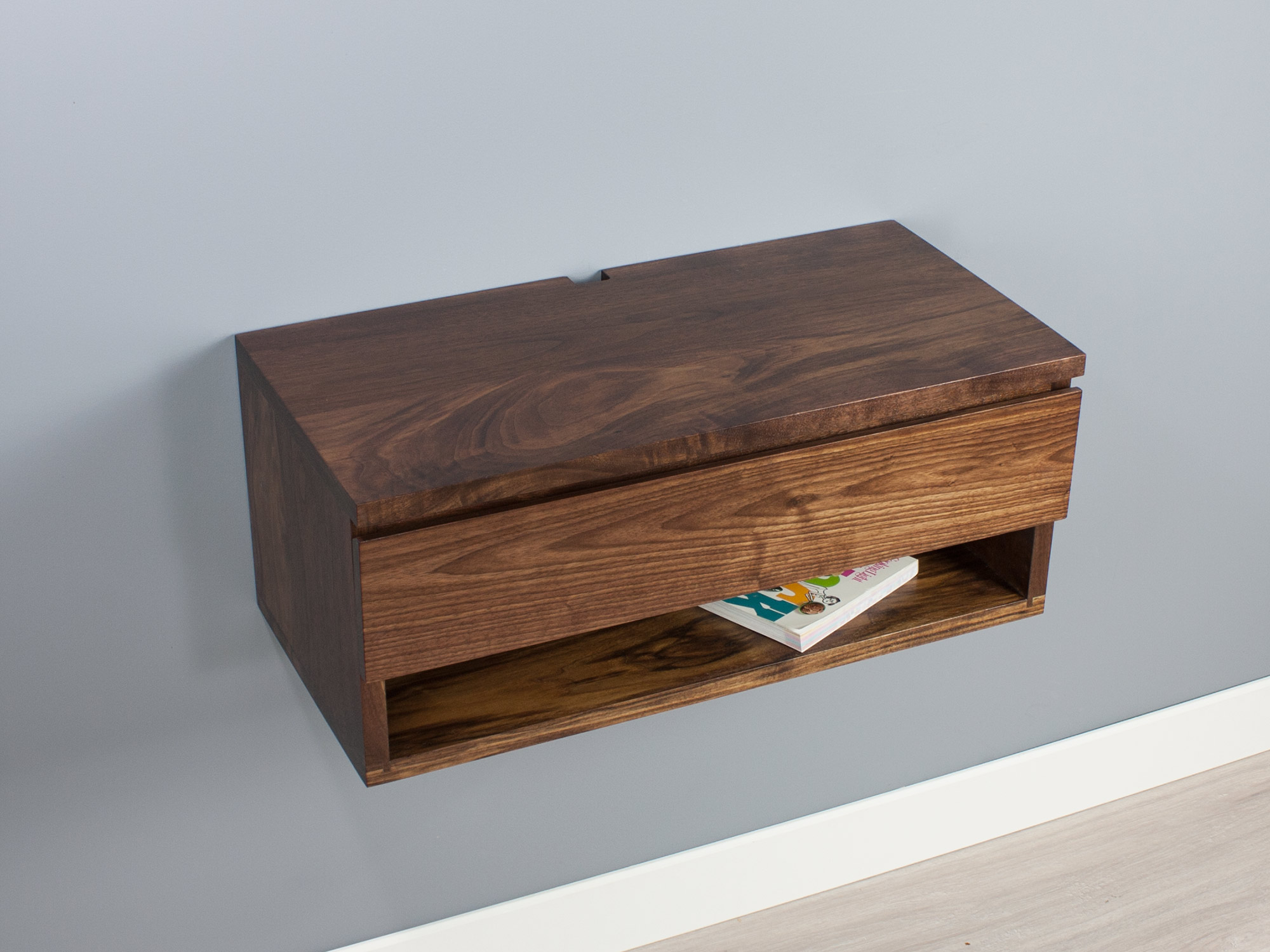 Check spelling or type a new query. Walnut Floating Nightstand Shelf | Wall Mount Drawer ...