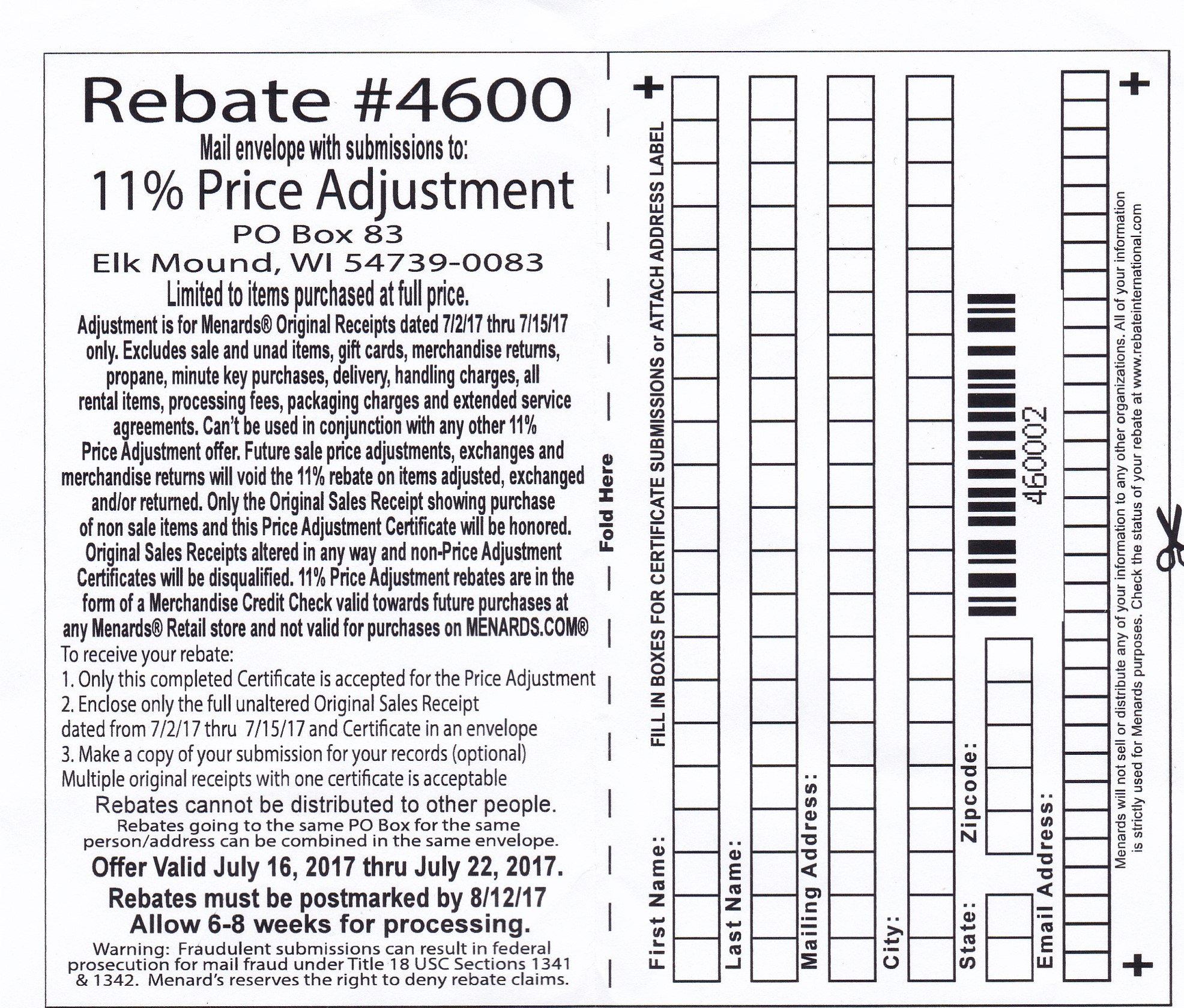 Menards 11 Price Adjustment Rebate(04)