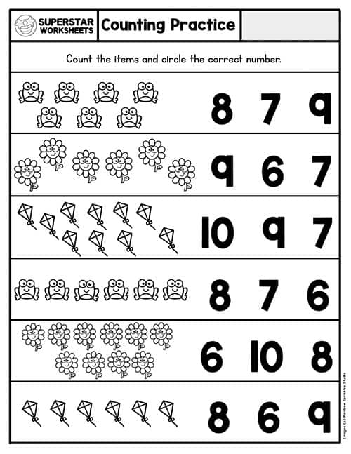  kindergarten counting worksheets superstar worksheets
