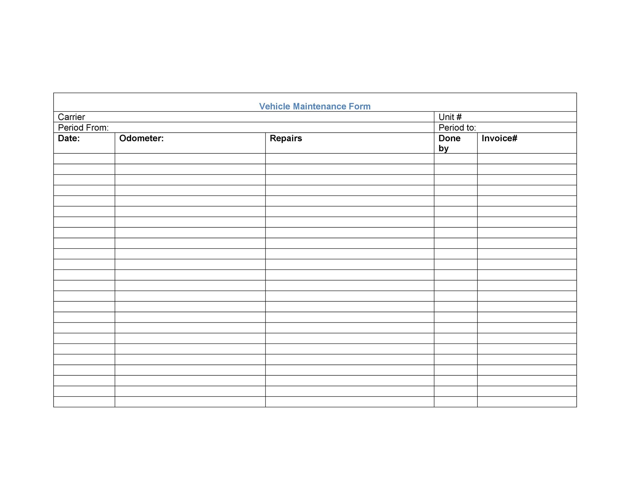 30 Free Vehicle Maintenance Logs [Excel, PDF, Word]
