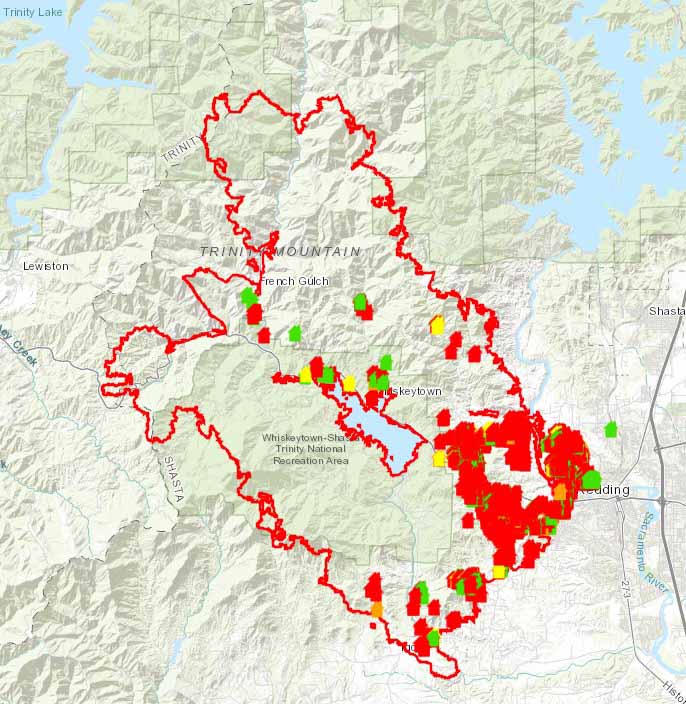 Carr Fire map: Evacuations lifted in Redding