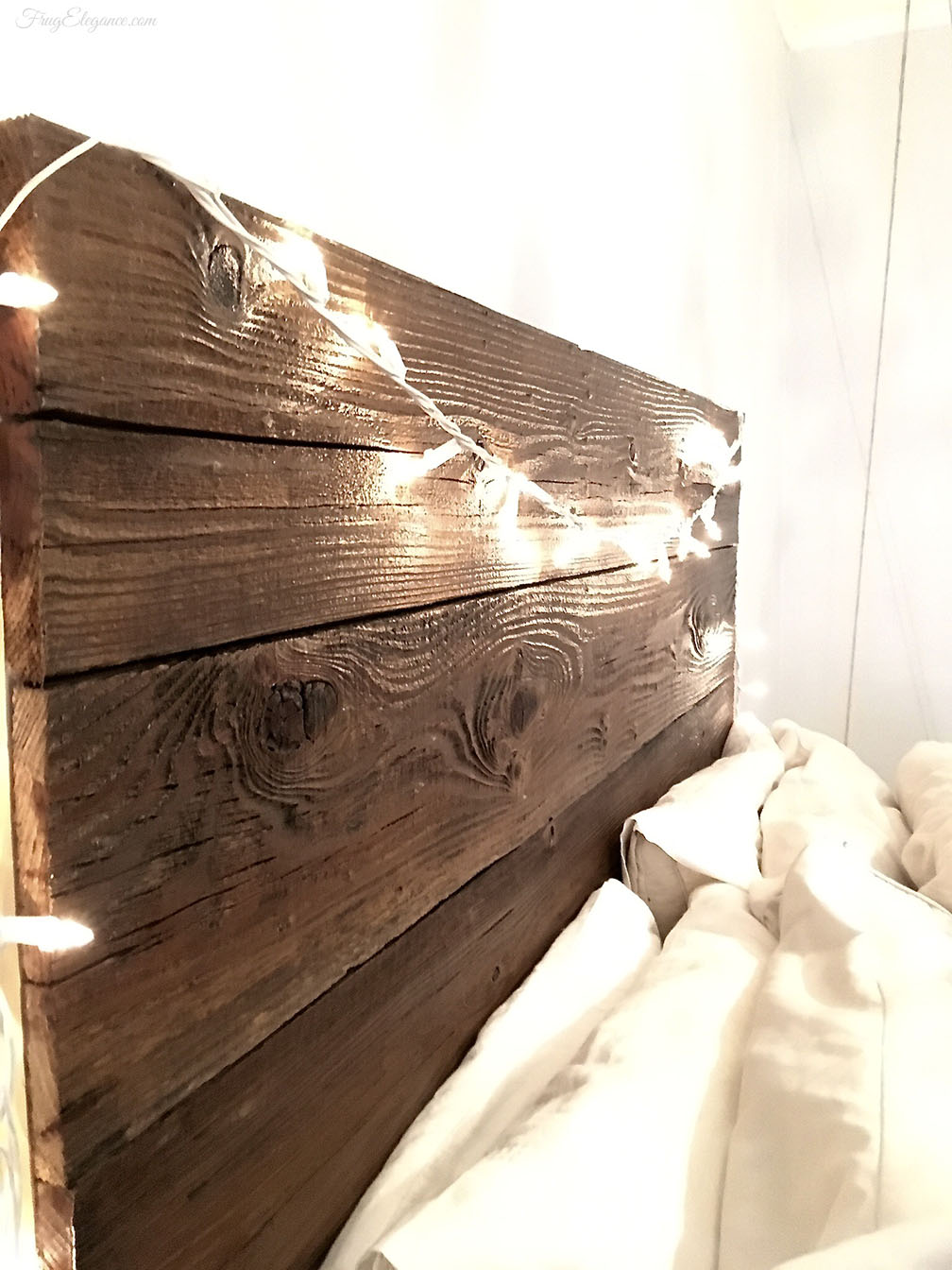 I did several things that gave a great distressed look. floating side table frugelegance