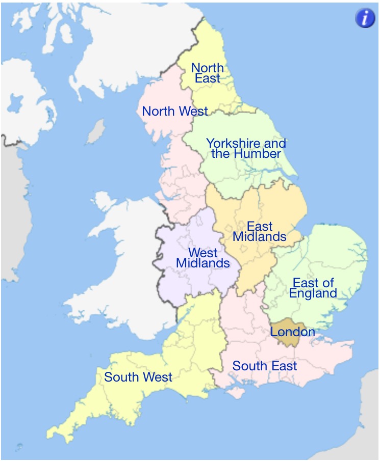 Map of the Regions of Britain Britain Visitor
