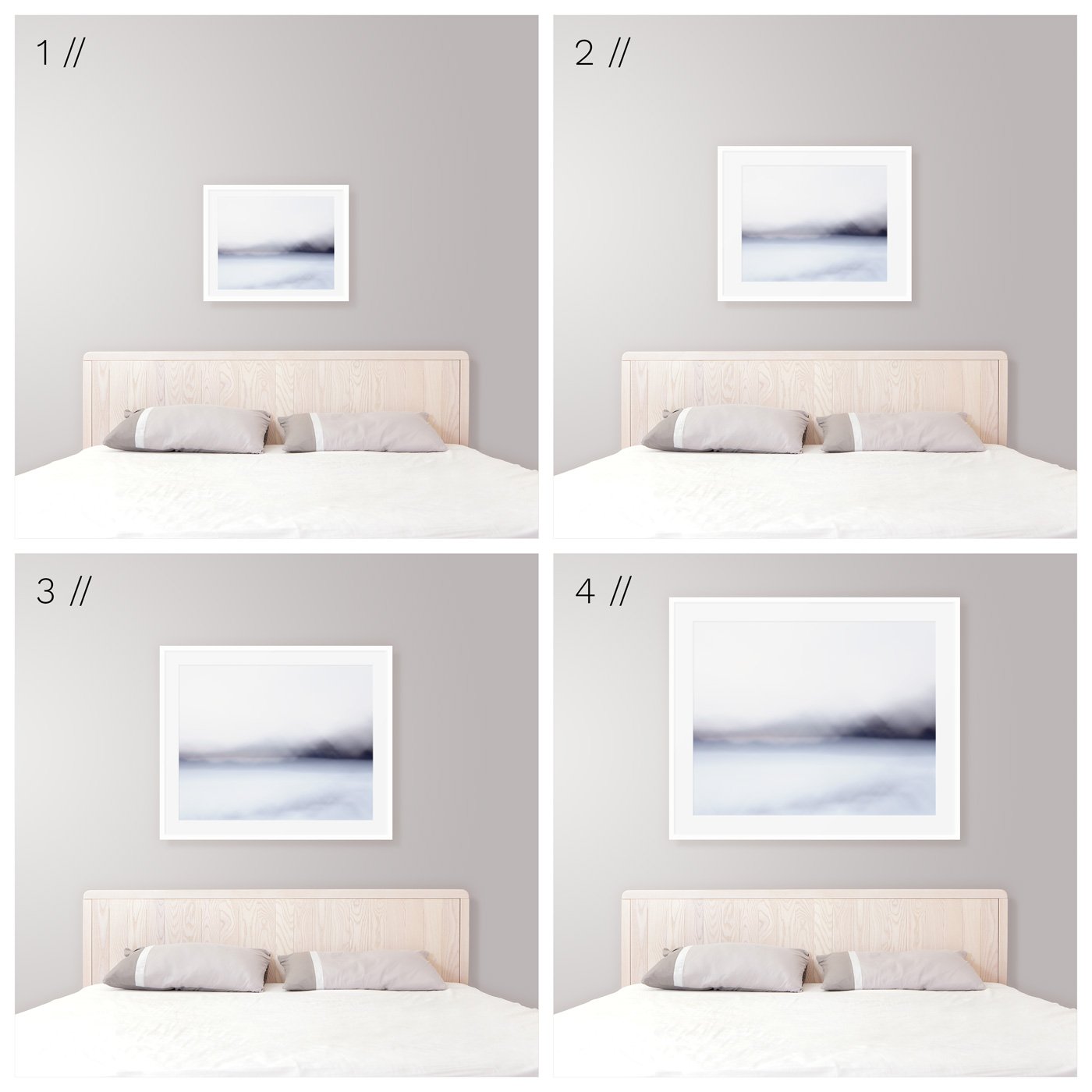What to do with wall art above bed? Ideal Art Size Above King Bed - Modern Coastal Bedroom ...