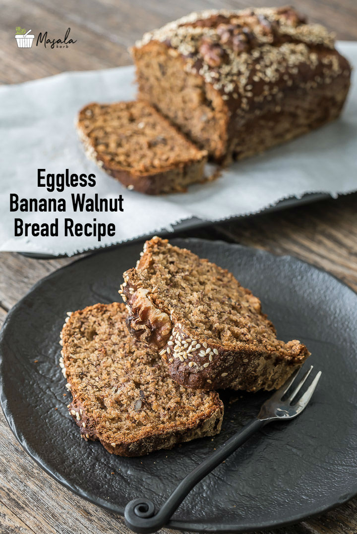 This eggless banana bread recipe should not miss from your recipe book because it is very fulfilling, delicious, naturally sweetened and it only takes ten minutes to gather the ingredients together. Eggless Banana Walnut Bread Recipe | Banana Walnut Loaf ...