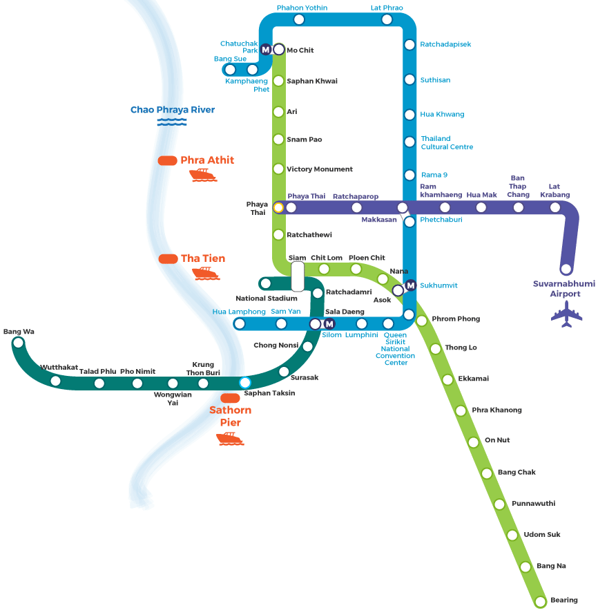 Bangkok Skytrain (BTS) and MRT Map Guide to Thailand