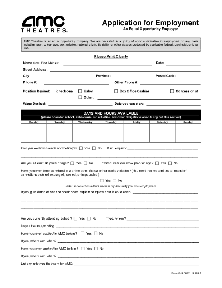 Amc Job Application Pdf RESUMETEMPLATESQUICK
