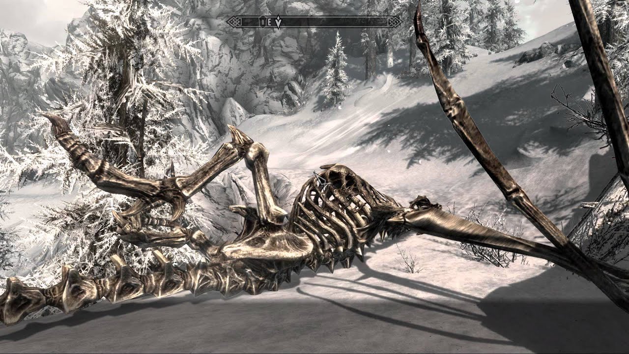 The Elder Scrolls V Skyrim Dragon corps spawn glitch (PC Gameplay