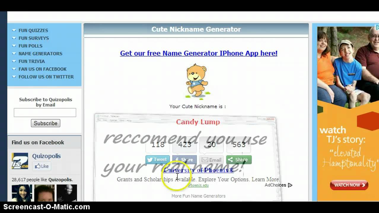 cute nickname generator! ♥awesome♥ YouTube